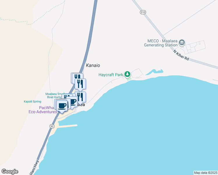 map of restaurants, bars, coffee shops, grocery stores, and more near 190 Hauoli Street in Wailuku