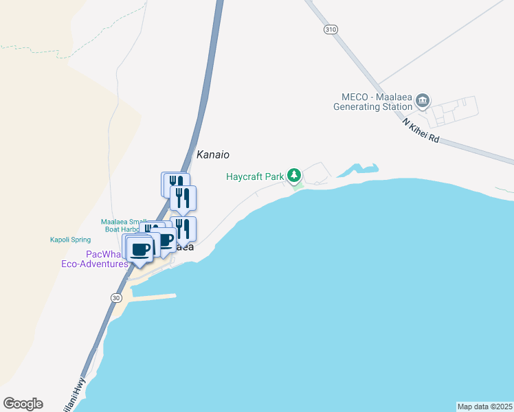 map of restaurants, bars, coffee shops, grocery stores, and more near 210 Hauoli Street in Wailuku