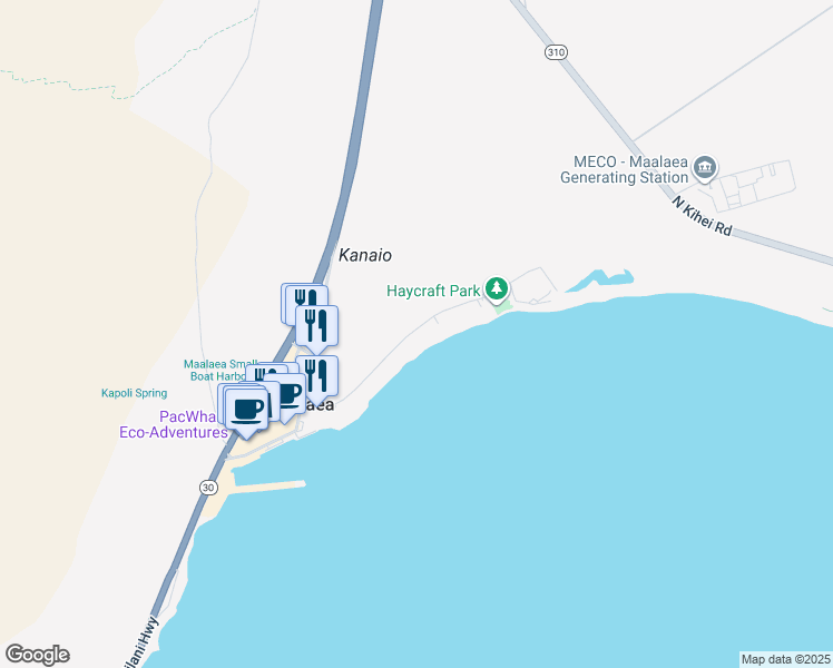 map of restaurants, bars, coffee shops, grocery stores, and more near Hauoli Road in Hana