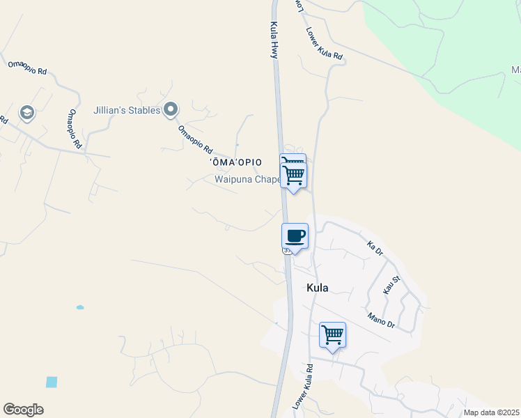 map of restaurants, bars, coffee shops, grocery stores, and more near 50 Keoni Place in Kula