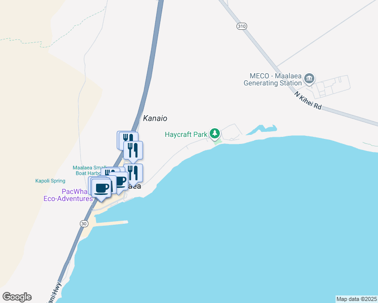 map of restaurants, bars, coffee shops, grocery stores, and more near 220 Hauoli Street in Wailuku