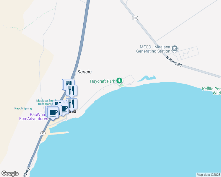 map of restaurants, bars, coffee shops, grocery stores, and more near 250 Hauoli Street in Wailuku