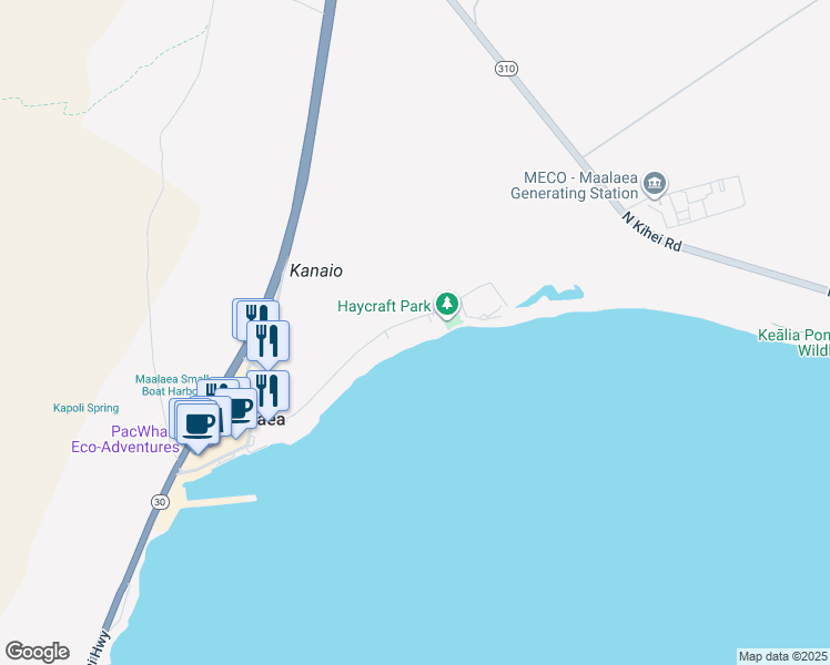 map of restaurants, bars, coffee shops, grocery stores, and more near 250 Hauoli Street in Wailuku