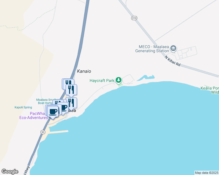 map of restaurants, bars, coffee shops, grocery stores, and more near 250 Hauoli Street in Wailuku