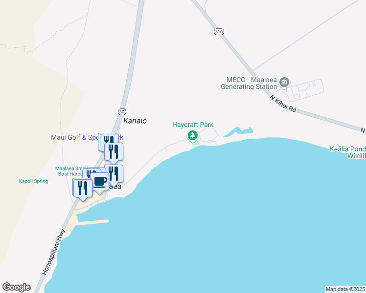 map of restaurants, bars, coffee shops, grocery stores, and more near 280 Hauoli Street in Wailuku
