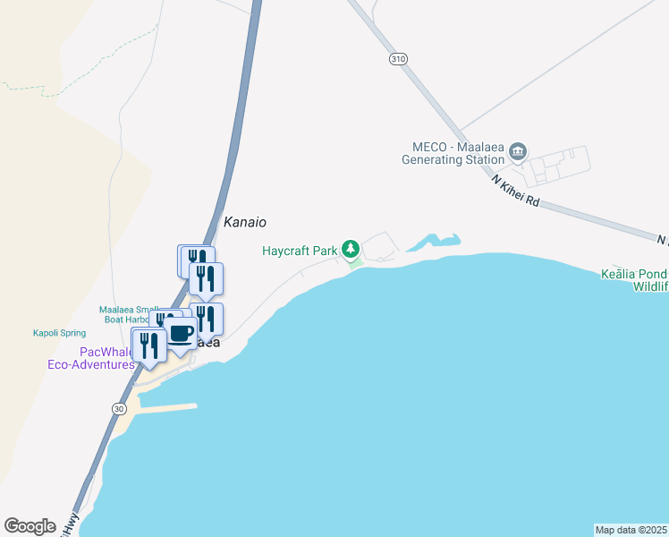 map of restaurants, bars, coffee shops, grocery stores, and more near 280 Hauoli Street in Wailuku