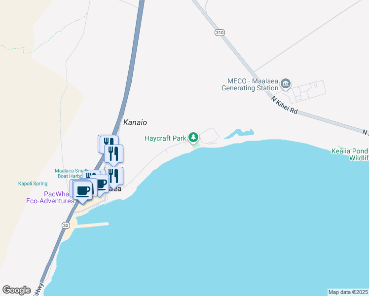 map of restaurants, bars, coffee shops, grocery stores, and more near 280 Hauoli Street in Wailuku