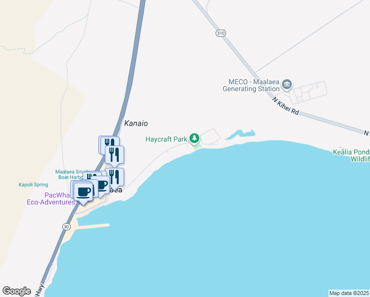 map of restaurants, bars, coffee shops, grocery stores, and more near 280 Hauoli Street in Wailuku