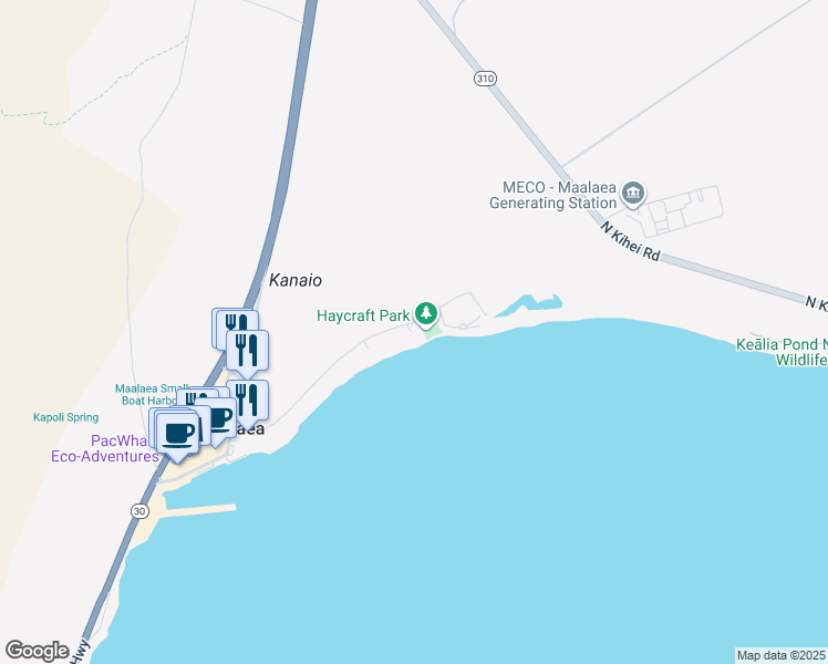 map of restaurants, bars, coffee shops, grocery stores, and more near 280 Hauoli Street in Wailuku