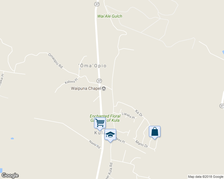 map of restaurants, bars, coffee shops, grocery stores, and more near 0 Omaopio Road in Makawao