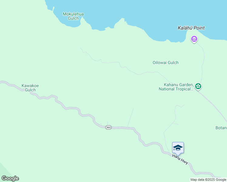 map of restaurants, bars, coffee shops, grocery stores, and more near 0 Ulaino Road in Hana