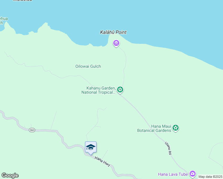 map of restaurants, bars, coffee shops, grocery stores, and more near 0 Ulaino Road in Hana