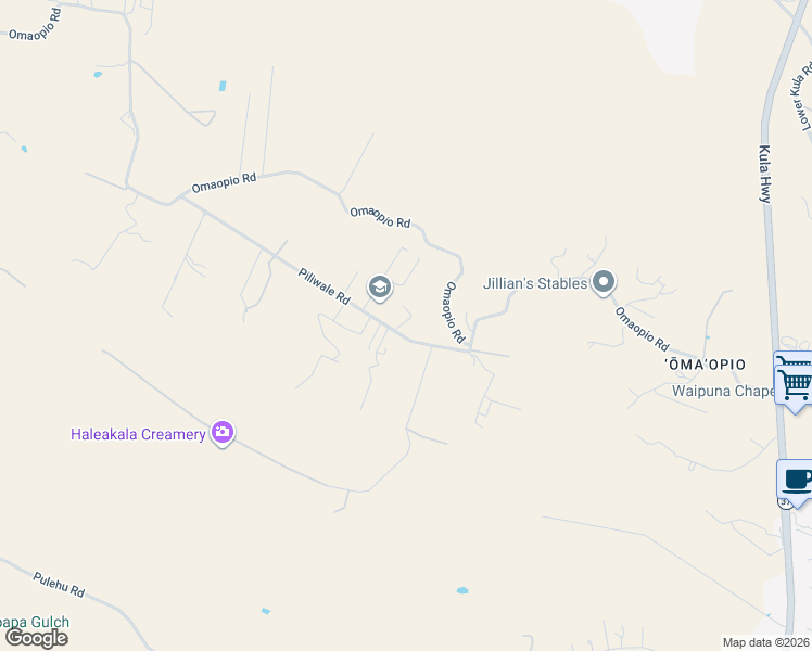 map of restaurants, bars, coffee shops, grocery stores, and more near 208 Piliwale Road in Kula