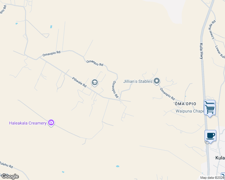 map of restaurants, bars, coffee shops, grocery stores, and more near 1195 Omaopio Road in Kula