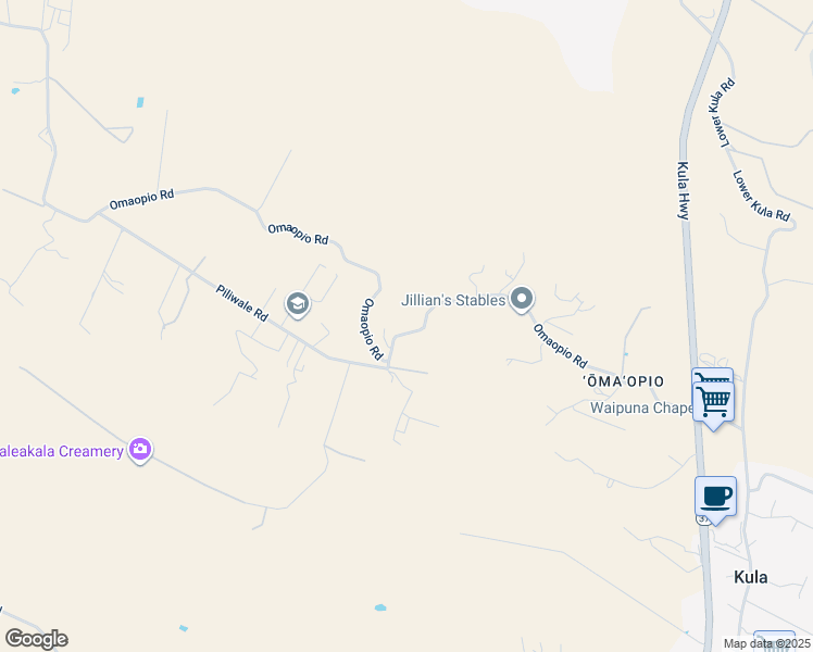 map of restaurants, bars, coffee shops, grocery stores, and more near 619 Omaopio Road in Kula