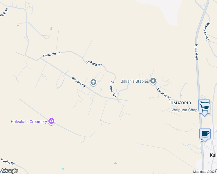 map of restaurants, bars, coffee shops, grocery stores, and more near 1195 Omaopio Road in Kula