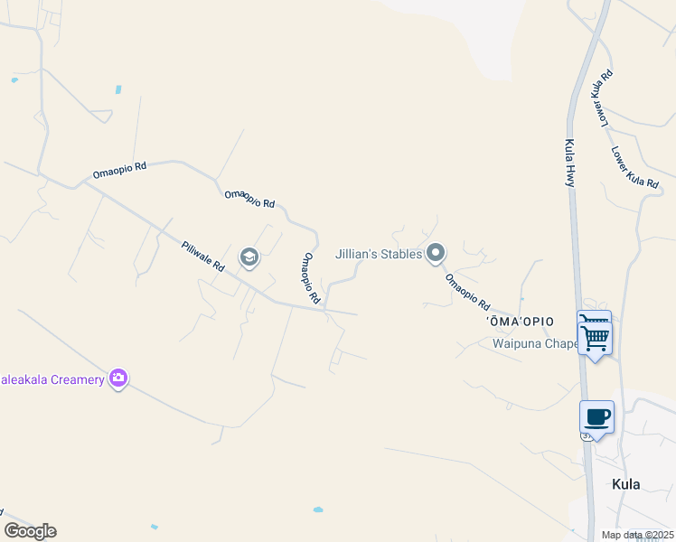 map of restaurants, bars, coffee shops, grocery stores, and more near 2 Omaopio Road in Makawao