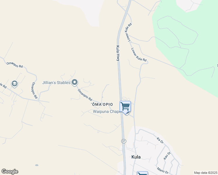 map of restaurants, bars, coffee shops, grocery stores, and more near 140 Kahala Place in Kula