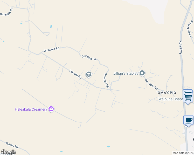 map of restaurants, bars, coffee shops, grocery stores, and more near 208 Piliwale Road in Kula