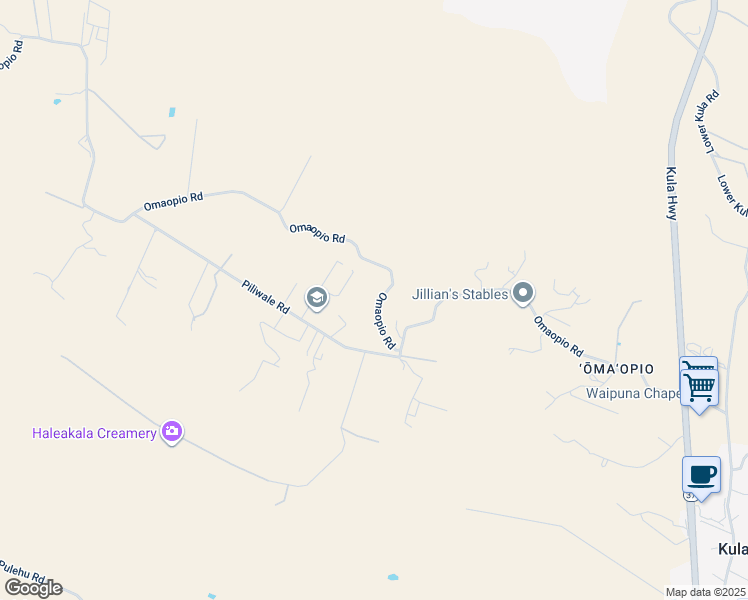 map of restaurants, bars, coffee shops, grocery stores, and more near 1311 Omaopio Road in Kula