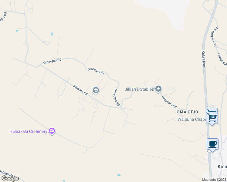 map of restaurants, bars, coffee shops, grocery stores, and more near 1311 Omaopio Road in Kula