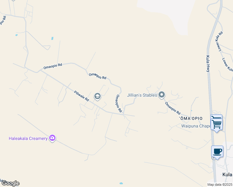 map of restaurants, bars, coffee shops, grocery stores, and more near 1311 Omaopio Road in Kula