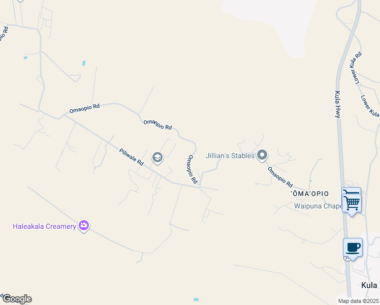 map of restaurants, bars, coffee shops, grocery stores, and more near 1311 Omaopio Road in Kula