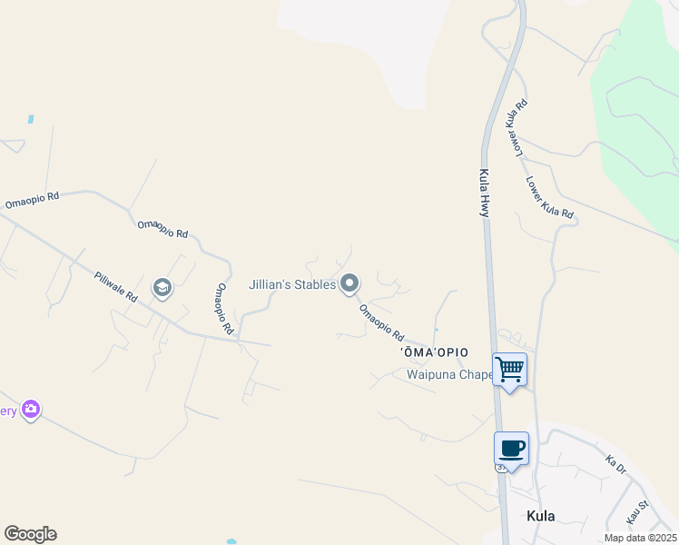 map of restaurants, bars, coffee shops, grocery stores, and more near 704 Omaopio Road in Kula