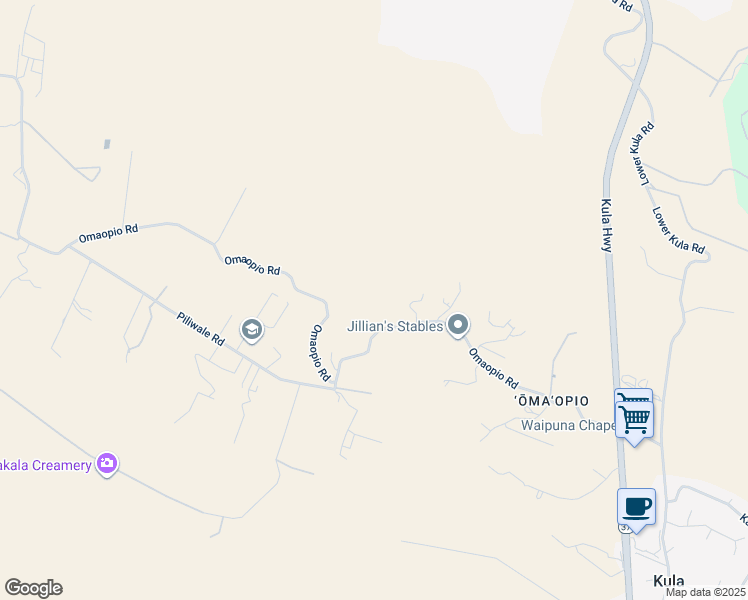 map of restaurants, bars, coffee shops, grocery stores, and more near 619 Omaopio Road in Kula
