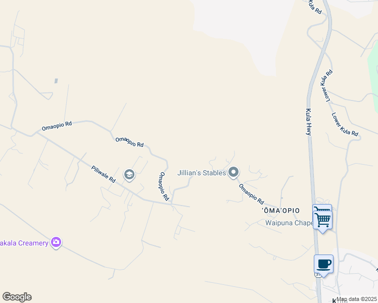 map of restaurants, bars, coffee shops, grocery stores, and more near 619 Omaopio Road in Kula