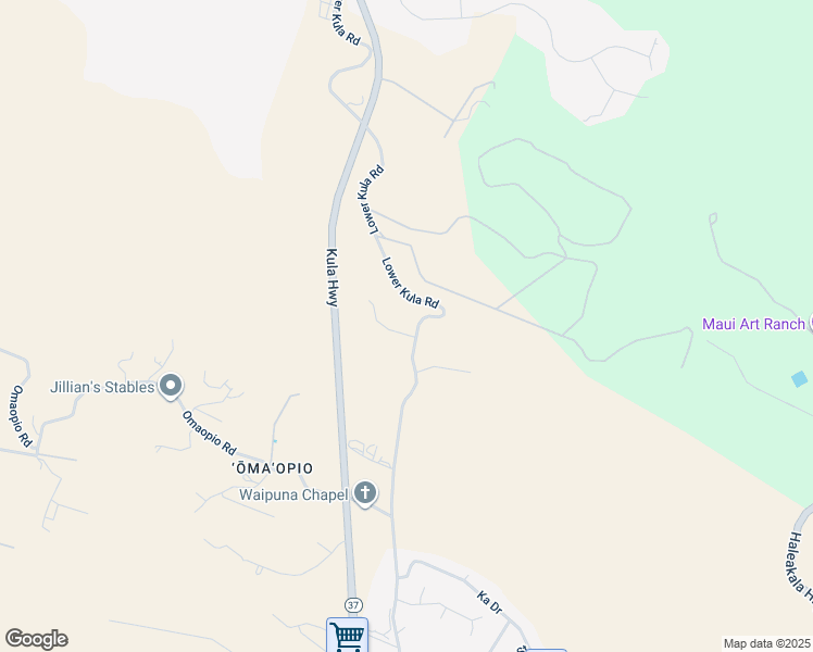 map of restaurants, bars, coffee shops, grocery stores, and more near 1257 Lower Kula Road in Kula