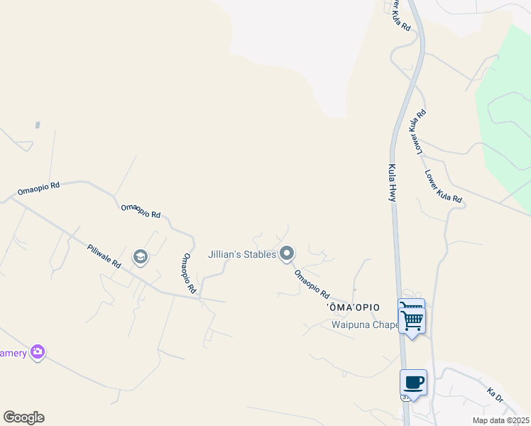 map of restaurants, bars, coffee shops, grocery stores, and more near 619 Omaopio Road in Kula
