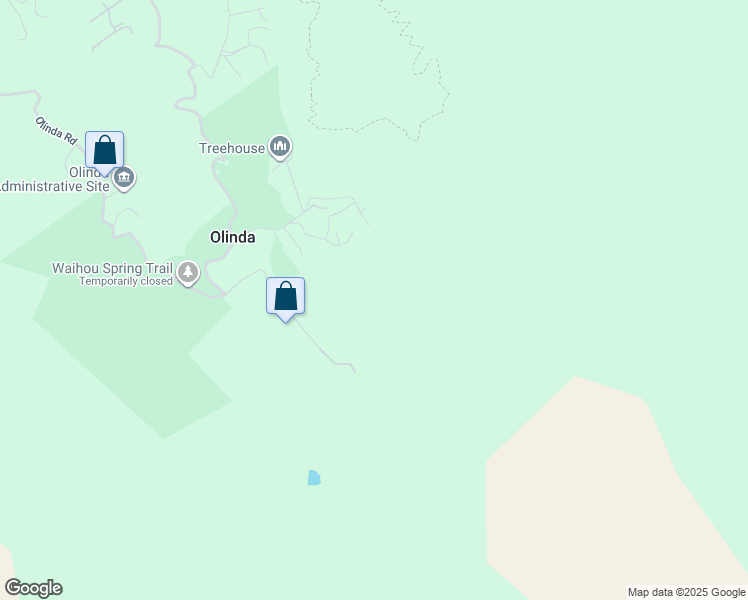 map of restaurants, bars, coffee shops, grocery stores, and more near 2725 Olinda Road in Makawao