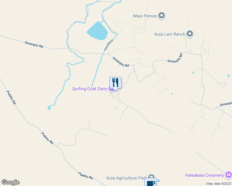 map of restaurants, bars, coffee shops, grocery stores, and more near 3651 Omaopio Road in Kula