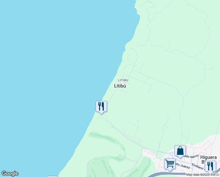 map of restaurants, bars, coffee shops, grocery stores, and more near Playa in Litibú