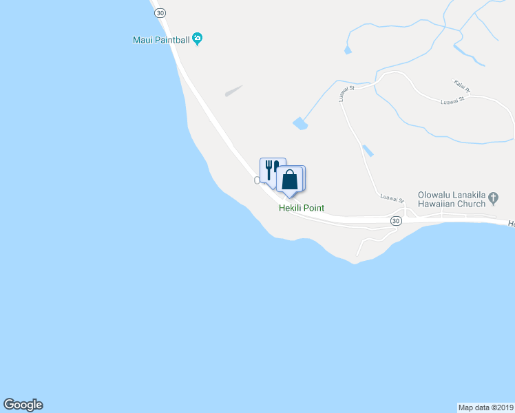 map of restaurants, bars, coffee shops, grocery stores, and more near 45 Kuahulu Place in Lahaina