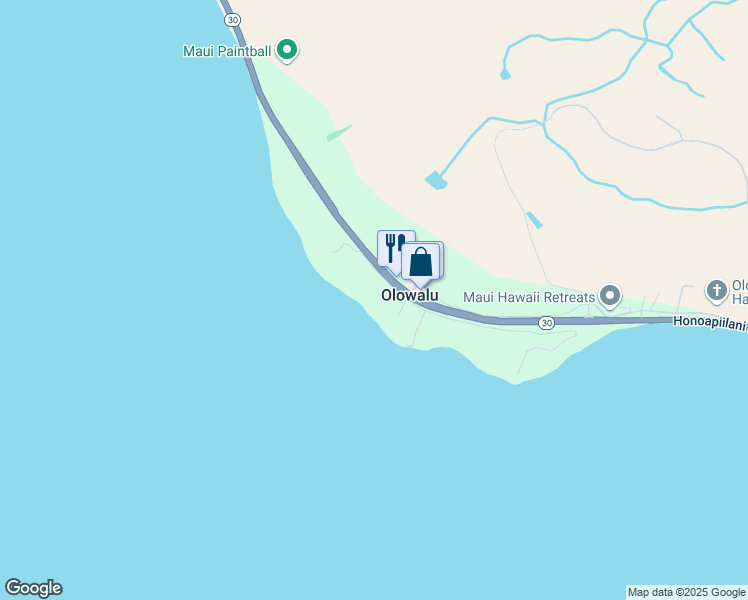 map of restaurants, bars, coffee shops, grocery stores, and more near 45 Kuahulu Place in Lahaina