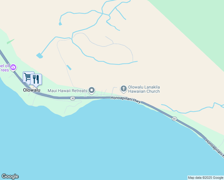 map of restaurants, bars, coffee shops, grocery stores, and more near 801 Olowalu Village Road in Lahaina