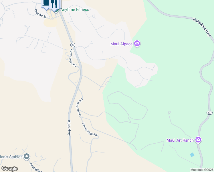 map of restaurants, bars, coffee shops, grocery stores, and more near 22 Noholoa Place in Makawao