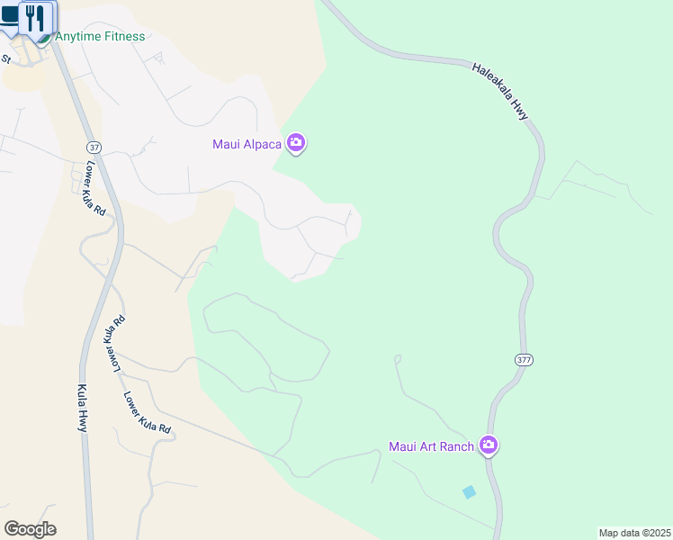 map of restaurants, bars, coffee shops, grocery stores, and more near 90 Alokele Place in Makawao