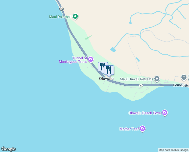 map of restaurants, bars, coffee shops, grocery stores, and more near 49 Kuahulu Place in Lahaina