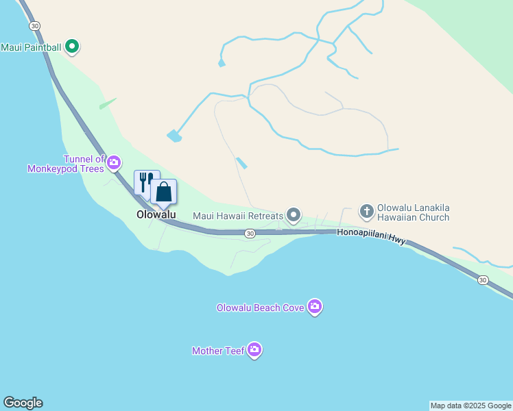 map of restaurants, bars, coffee shops, grocery stores, and more near 361 Luawai Street in Lahaina