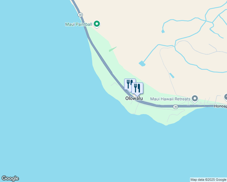 map of restaurants, bars, coffee shops, grocery stores, and more near 63 Kuahulu Place in Lahaina
