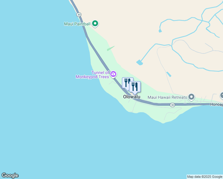 map of restaurants, bars, coffee shops, grocery stores, and more near 63 Kuahulu Place in Lahaina