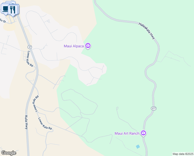 map of restaurants, bars, coffee shops, grocery stores, and more near 79 Alokele Place in Makawao
