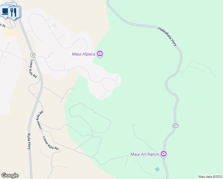 map of restaurants, bars, coffee shops, grocery stores, and more near 79 Alokele Place in Makawao