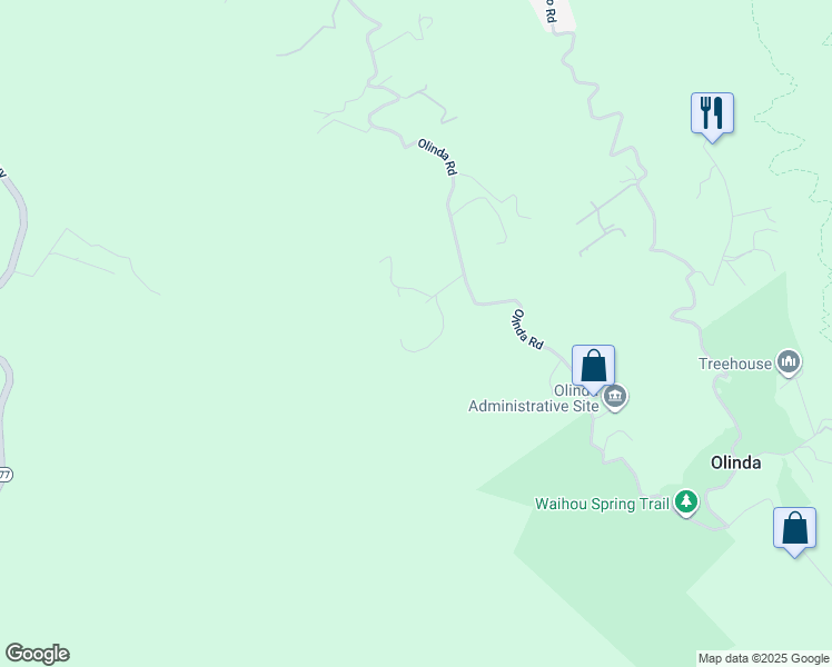 map of restaurants, bars, coffee shops, grocery stores, and more near 2000 Olinda Road in Makawao