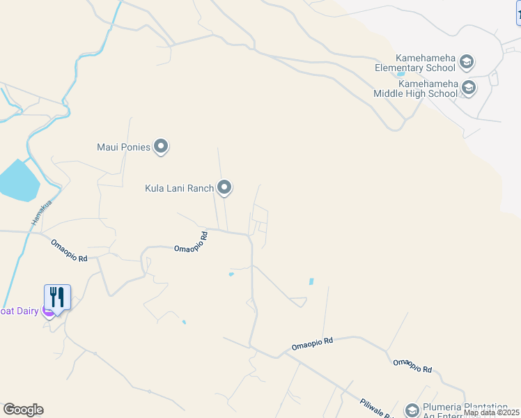 map of restaurants, bars, coffee shops, grocery stores, and more near 2778 Omaopio Road in Kula
