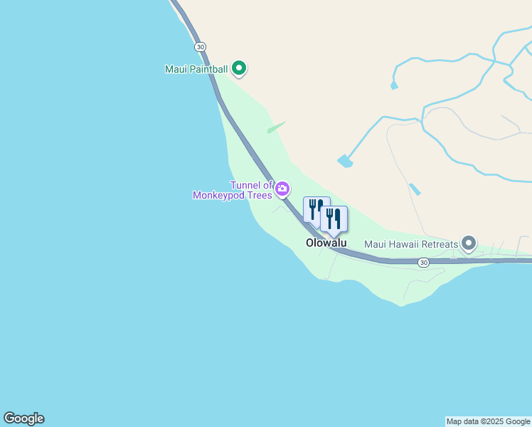 map of restaurants, bars, coffee shops, grocery stores, and more near 69 Kuahulu Place in Lahaina