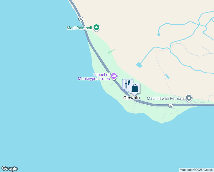 map of restaurants, bars, coffee shops, grocery stores, and more near 69 Kuahulu Place in Lahaina